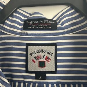 Faconnable Navy and White Striped Shirt Men